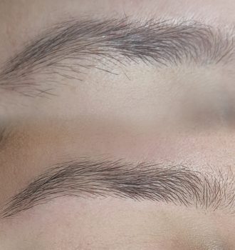 Depilación con hilo de cejas antes y después_