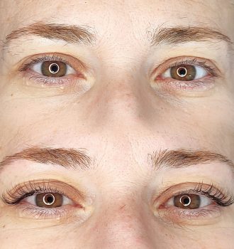 Depilación de cejas con hilo antes Y después_